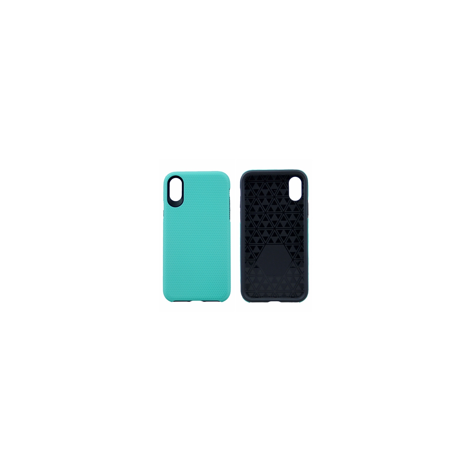 Iphone XS Max Triangle Designed Dual Layer Hybrid Case, Teal