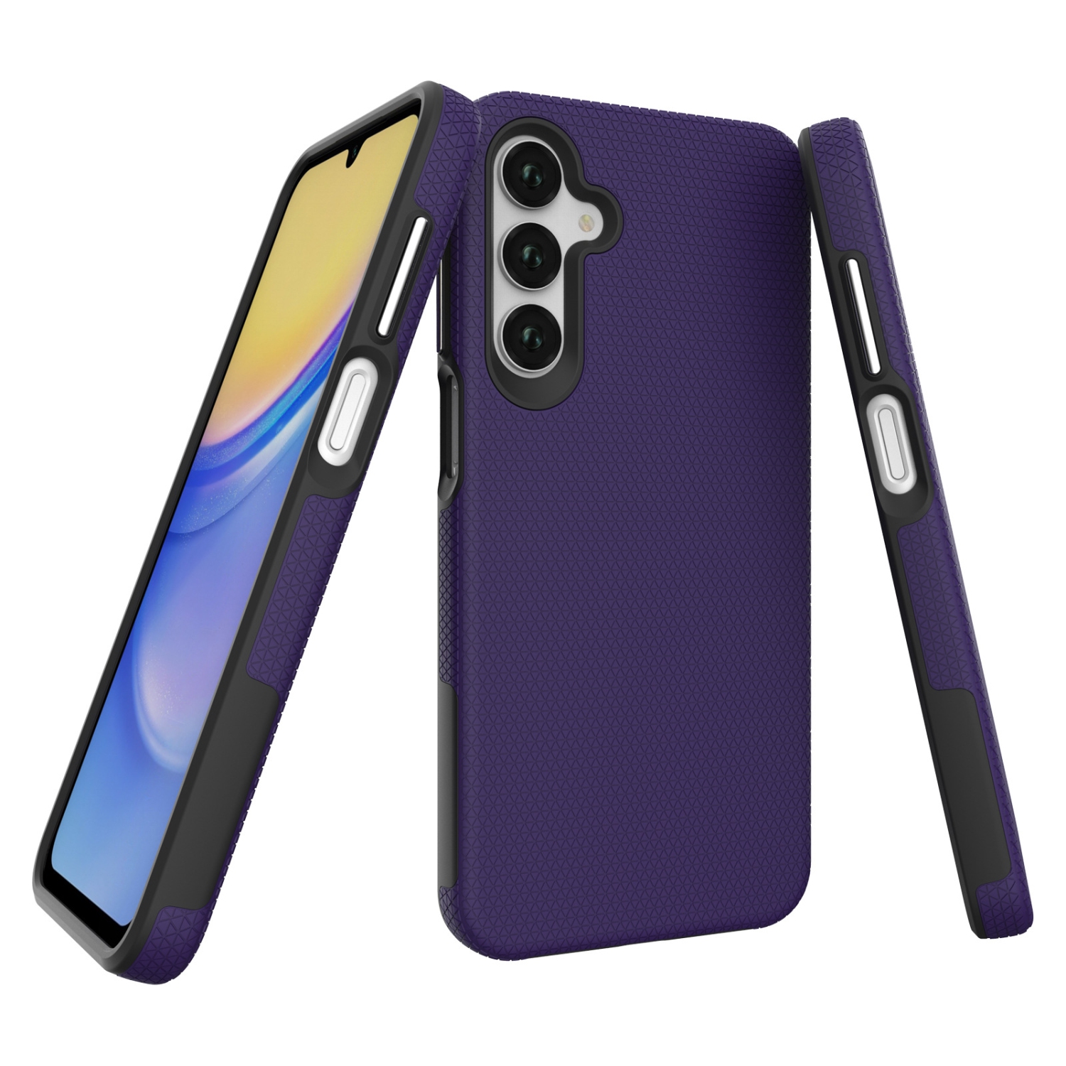 TopSave – Étui hybride double couche en TPU à motif triangulaire PC Back+Intérieur pour Samsung Galaxy A16 5G 6,7&nbsp;po, violet foncé