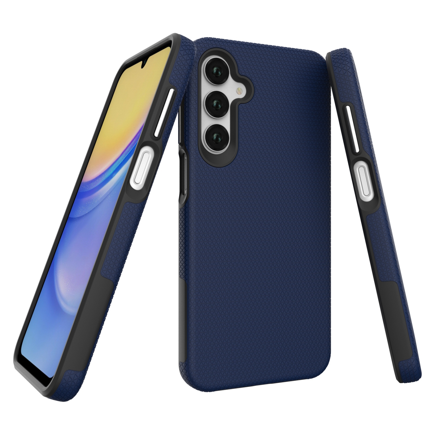 TopSave Triangle Pattern PC Back+Inner TPU Dual Layer Hybrid Case For Samsung Galaxy A16 5G 6.7", Navy Blue