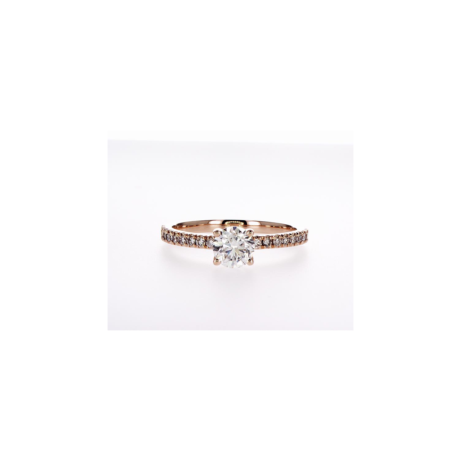 14K Bridal Engagement Round-Cut 0.89Ctw Diamond Ring- Size 7