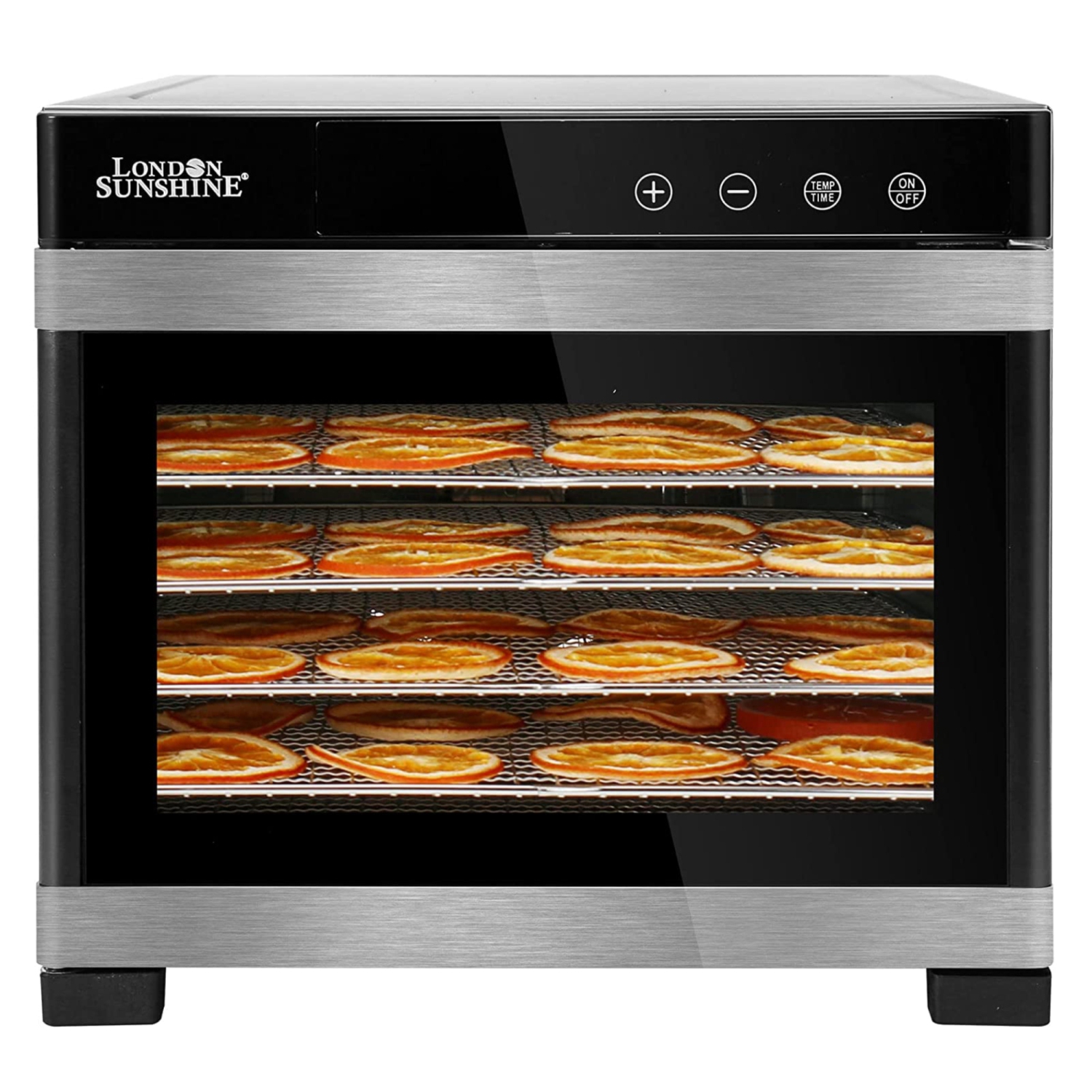 London Sunshine® Premium Stainless Steel Food Dehydrator - Double Wall SS Structured with Glass Window - 6 Trays
