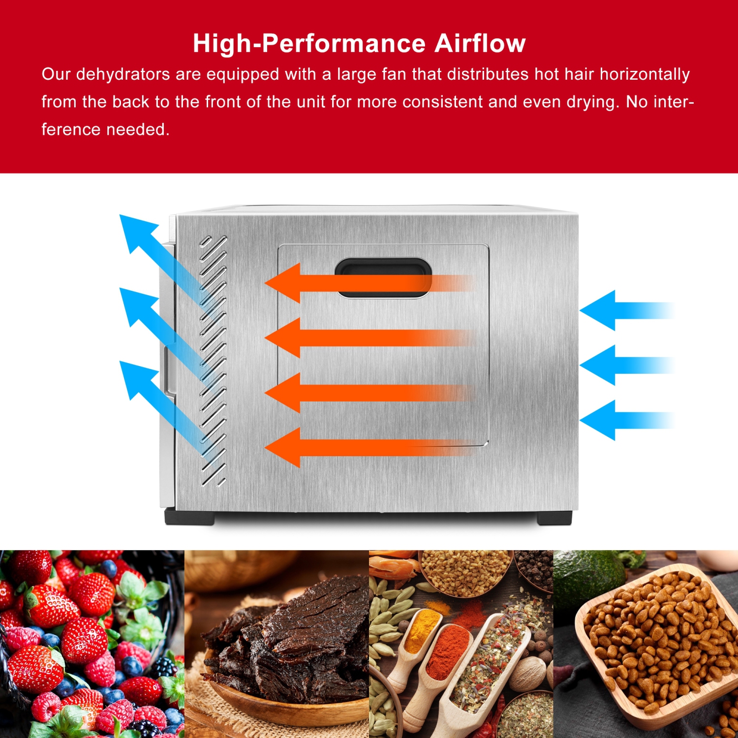 London Sunshine® Premium Food Dehydrator - 1000W - Double Wall Stainless Steel with Temp Glass Window