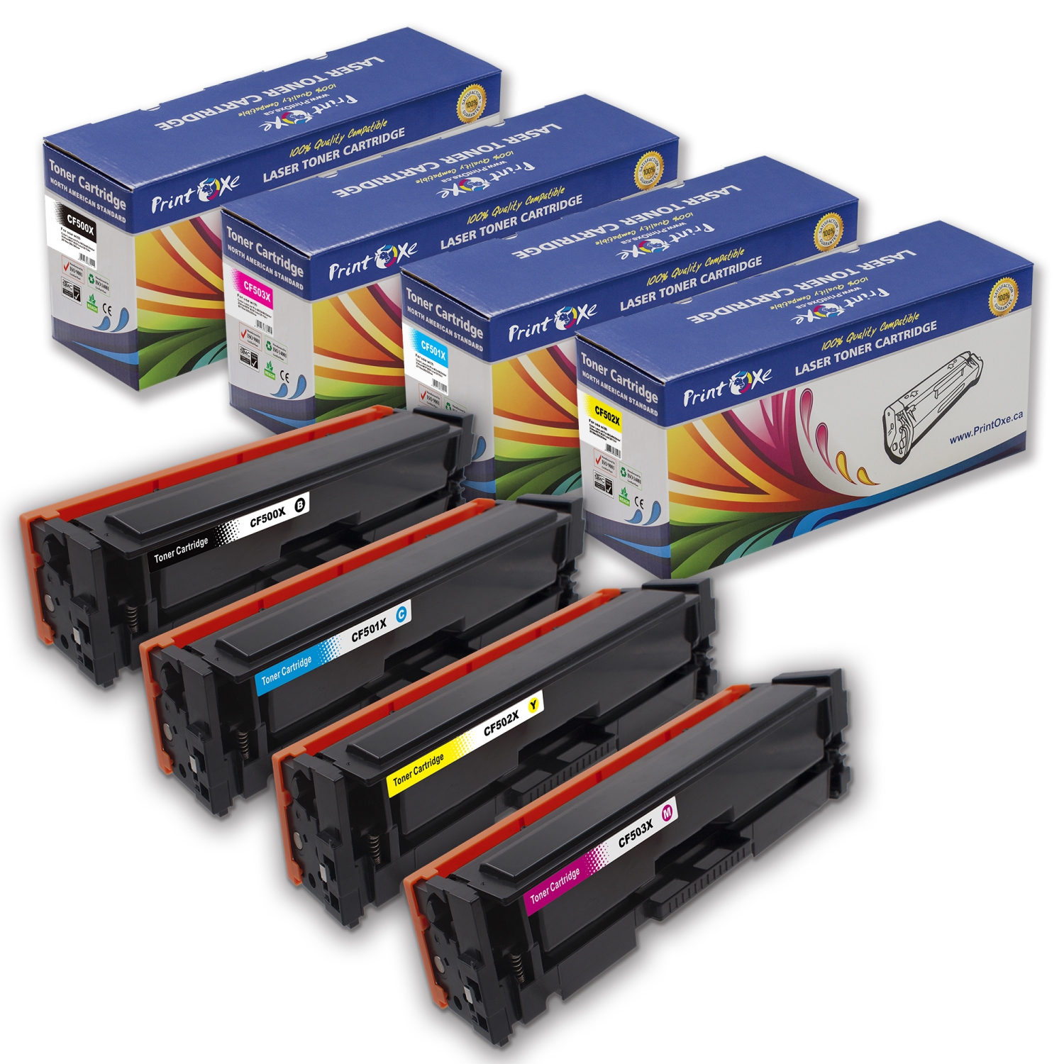 PRINTOXE® 202X Compatible with HP Set High Yield of 202A of 4 Toners for ; Black CF500X Cyan CF501X Yellow CF502X & Magenta CF503X