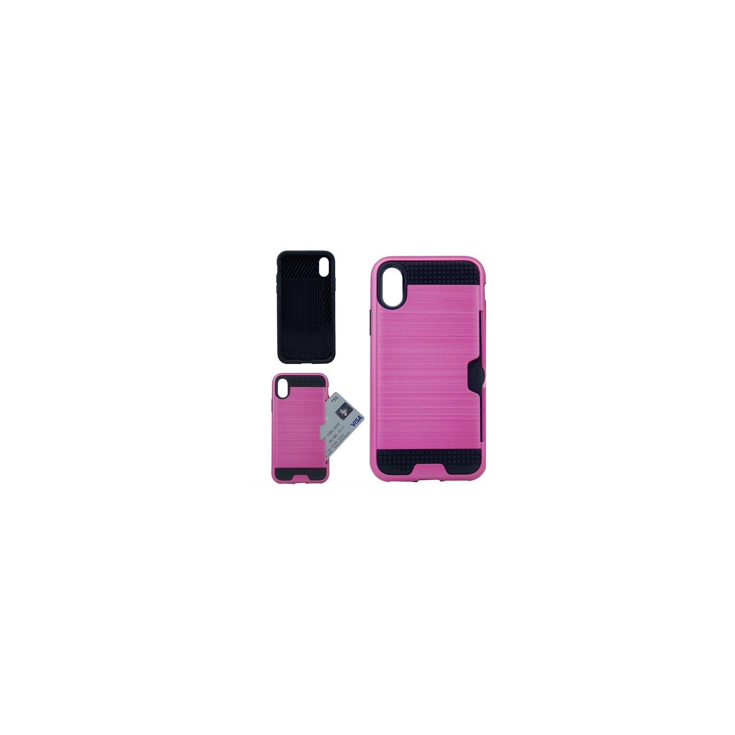 Blush w/Card Slot Hard Cover Case For Iphone X(10) or Iphone XS, Hot Pink
