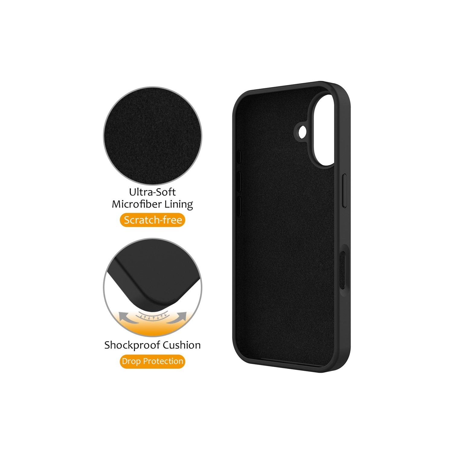 TopSave Magnetic Ring Stand Liquid Silicone Slim Thin Shockproof Protective Cover for iPhone 16 Plus 6.7", Black