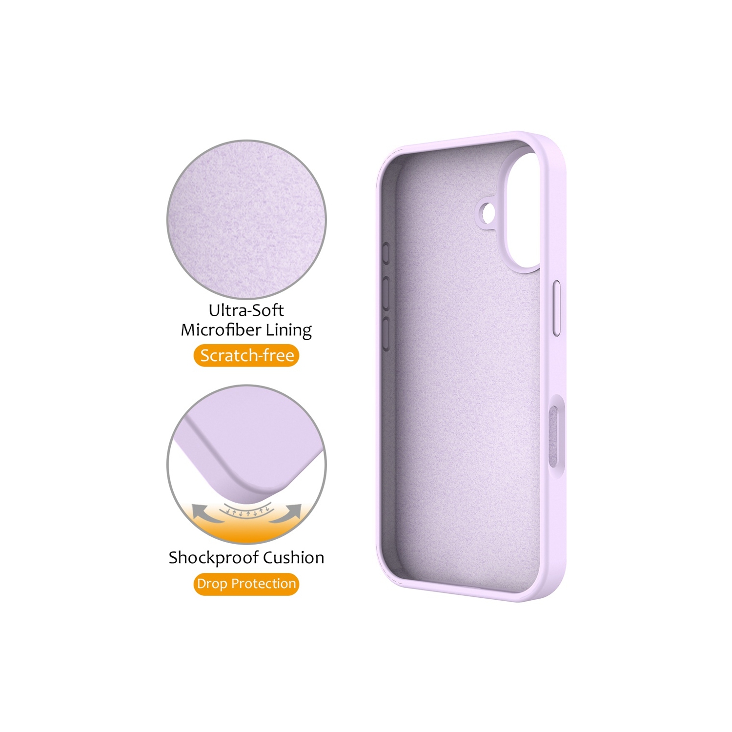 TopSave Magnetic Ring Stand Liquid Silicone Slim Thin Shockproof Protective Cover for iPhone 16 Plus 6.7", Light Purple