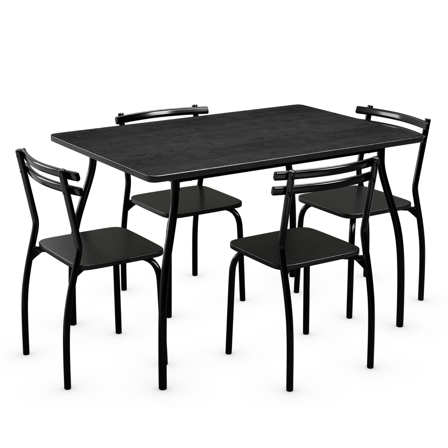Costway 5 Pcs Dining Set Table And 4 Chairs Home Kitchen Room Breakfast Furniture Black