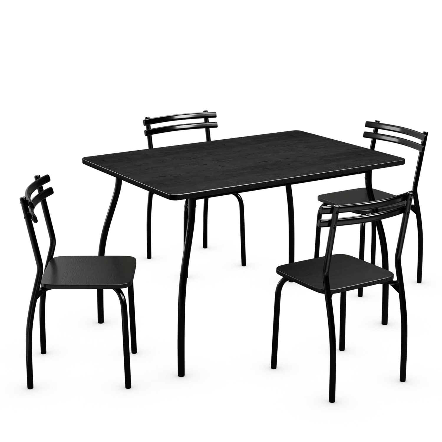 Costway 5 Pcs Dining Set Table And 4 Chairs Home Kitchen Room Breakfast Furniture Black