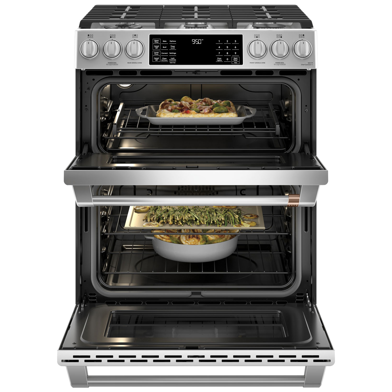 Café 30" Self-Clean True Convection Double Oven Slide-In Gas Range - Stainless Steel