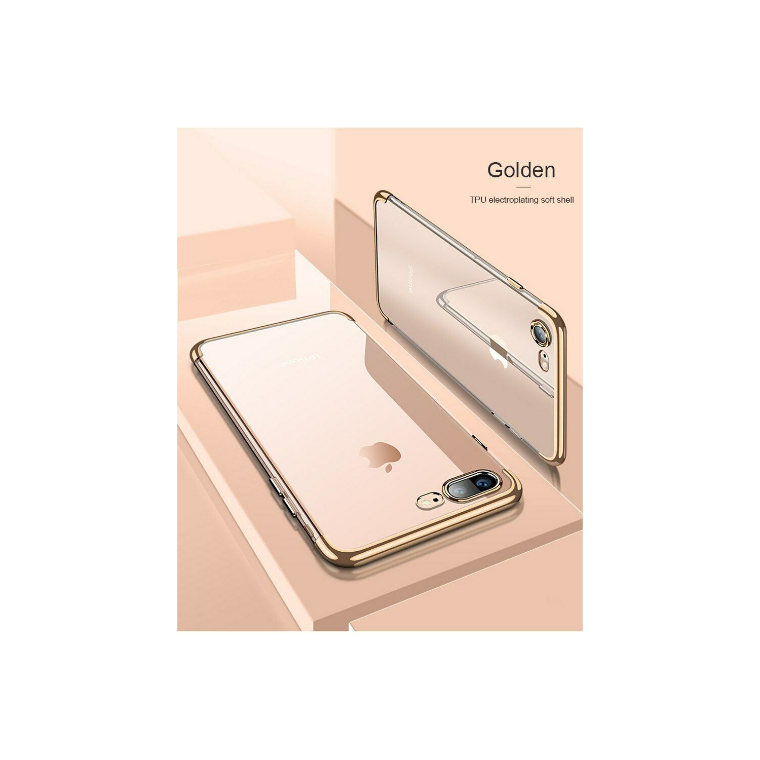 Clear Silicone Slim Soft Case Cover For iPhone 7 Plus / 8 Plus Plated Bumper (Gold)