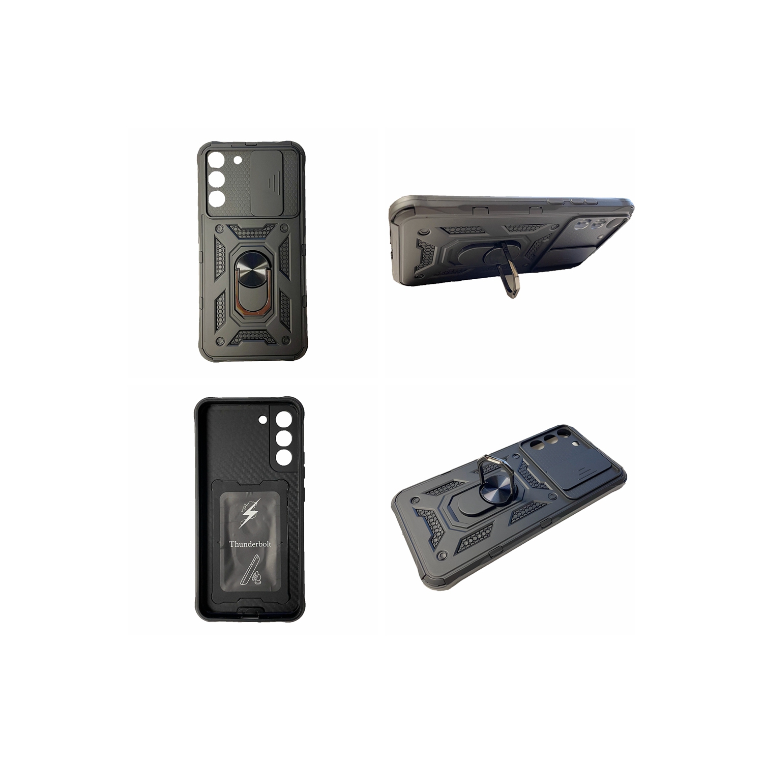 TopSave Housse pour appareil photo et béquille de protection antichoc avec support magnétique pour voiture pour Samsung Galaxy S22 6.1", noir