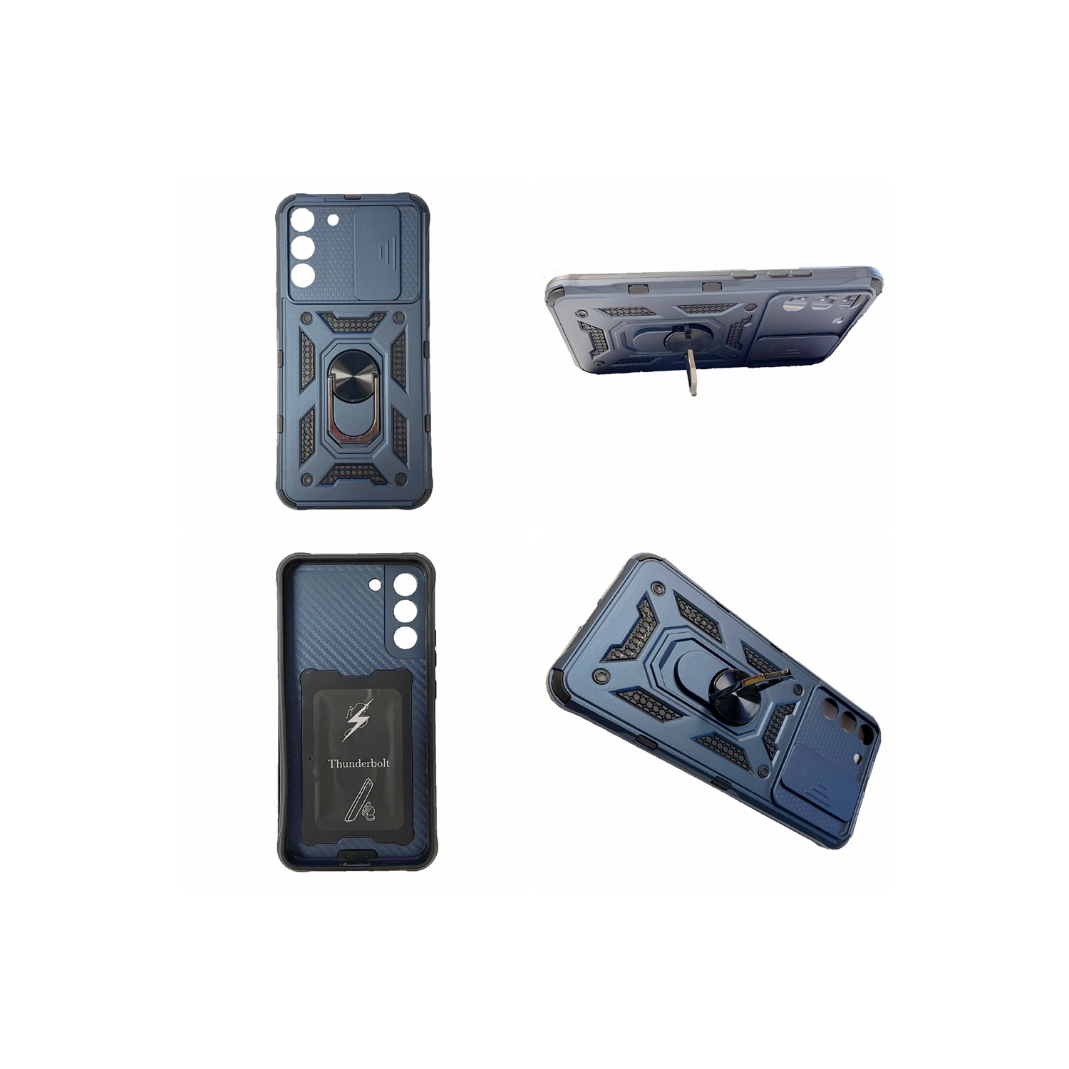 TopSave Housse pour appareil photo et béquille de protection antichoc avec support magnétique pour voiture pour Samsung Galaxy S22 6.1", bleu marine