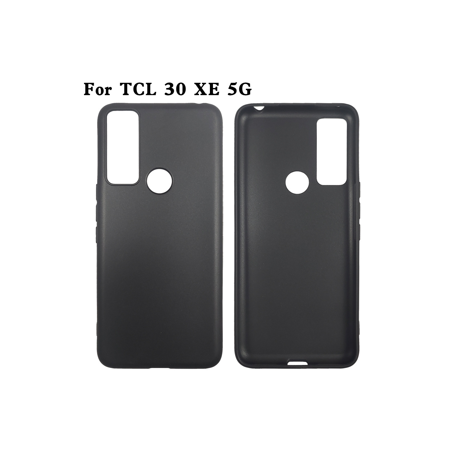 TopSave Soft Gel Rubber Matt Back TPU w/Glossy Bumper Case pour TCL 30XE 5G 6.52", Noir
