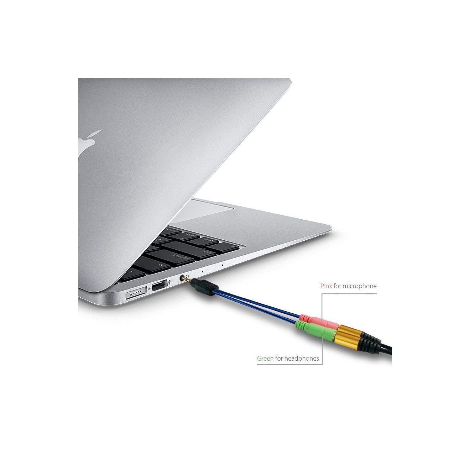 2PCS Headset Splitter Cable for PC PS4 Mac 3.5mm Jack Headphones Adapter Convertors w/Mic