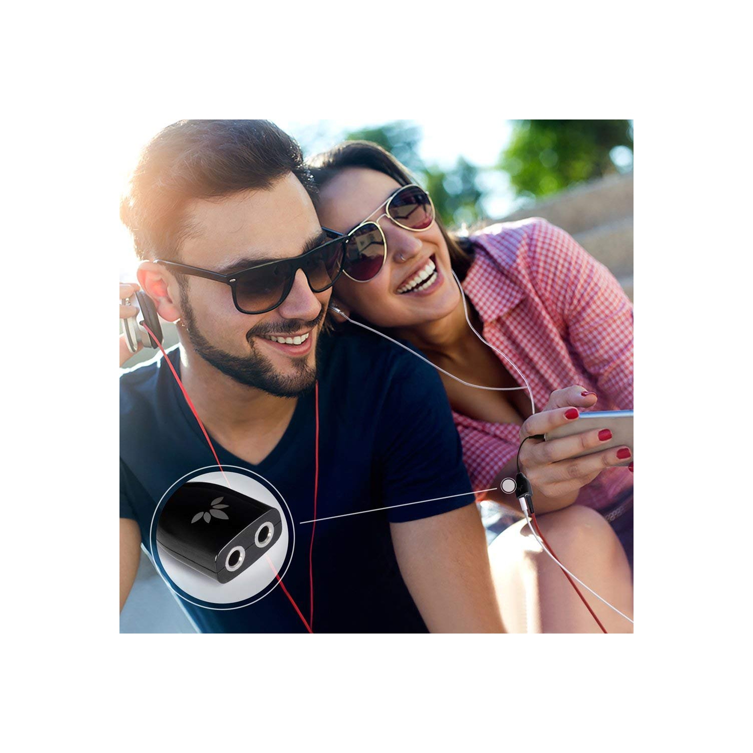 Two Way 3.5mm Dual Headphone Jack Splitter, AUX Stereo Earphone Earbuds Y Audio Spliter Adapter Cable