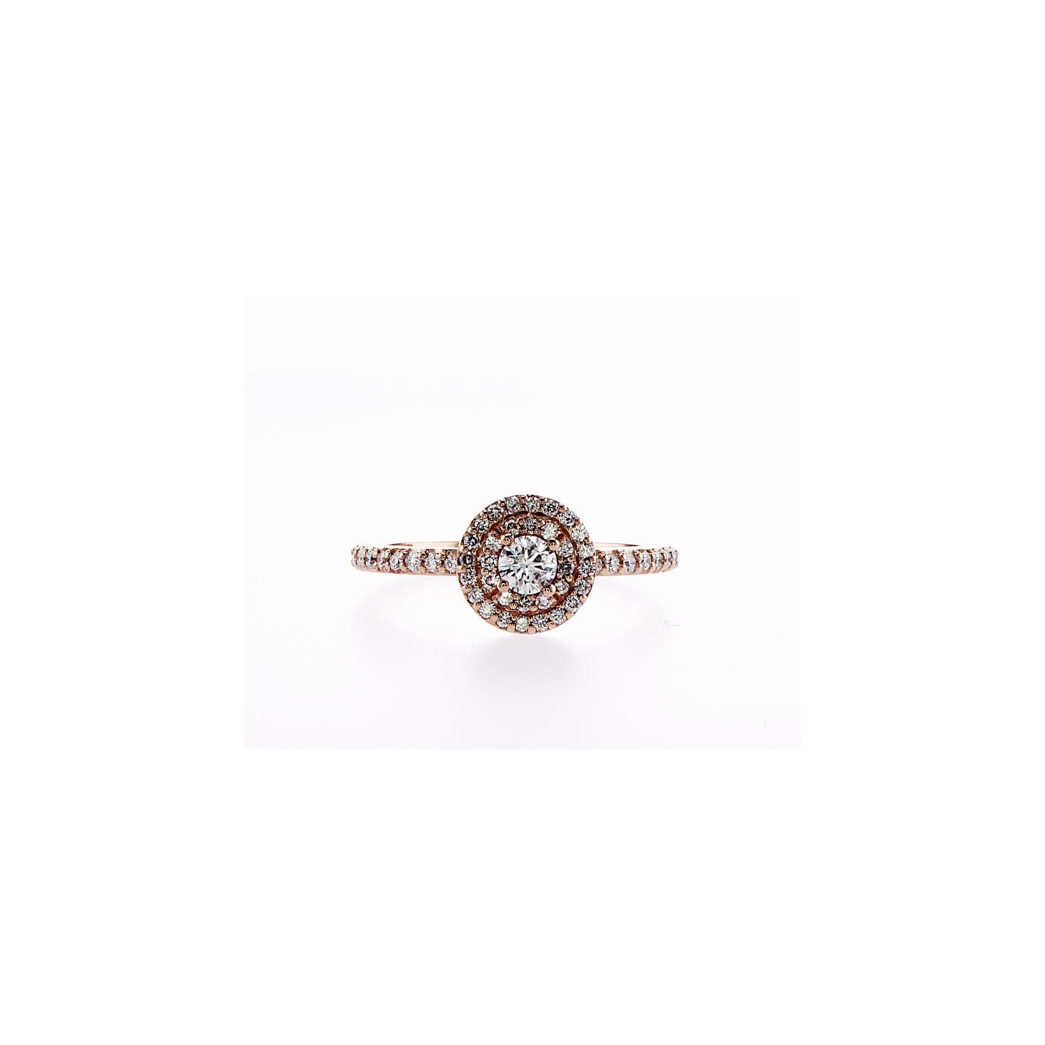 14K Double Halo Bridal Engagement 0.46Ctw Diamond Ring- Size 5