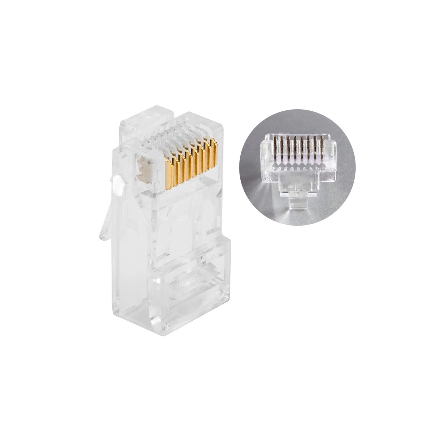 axGear Cat6 Pass Through Connector RJ45 Gold Plated Modular Crystal Head 100pcs