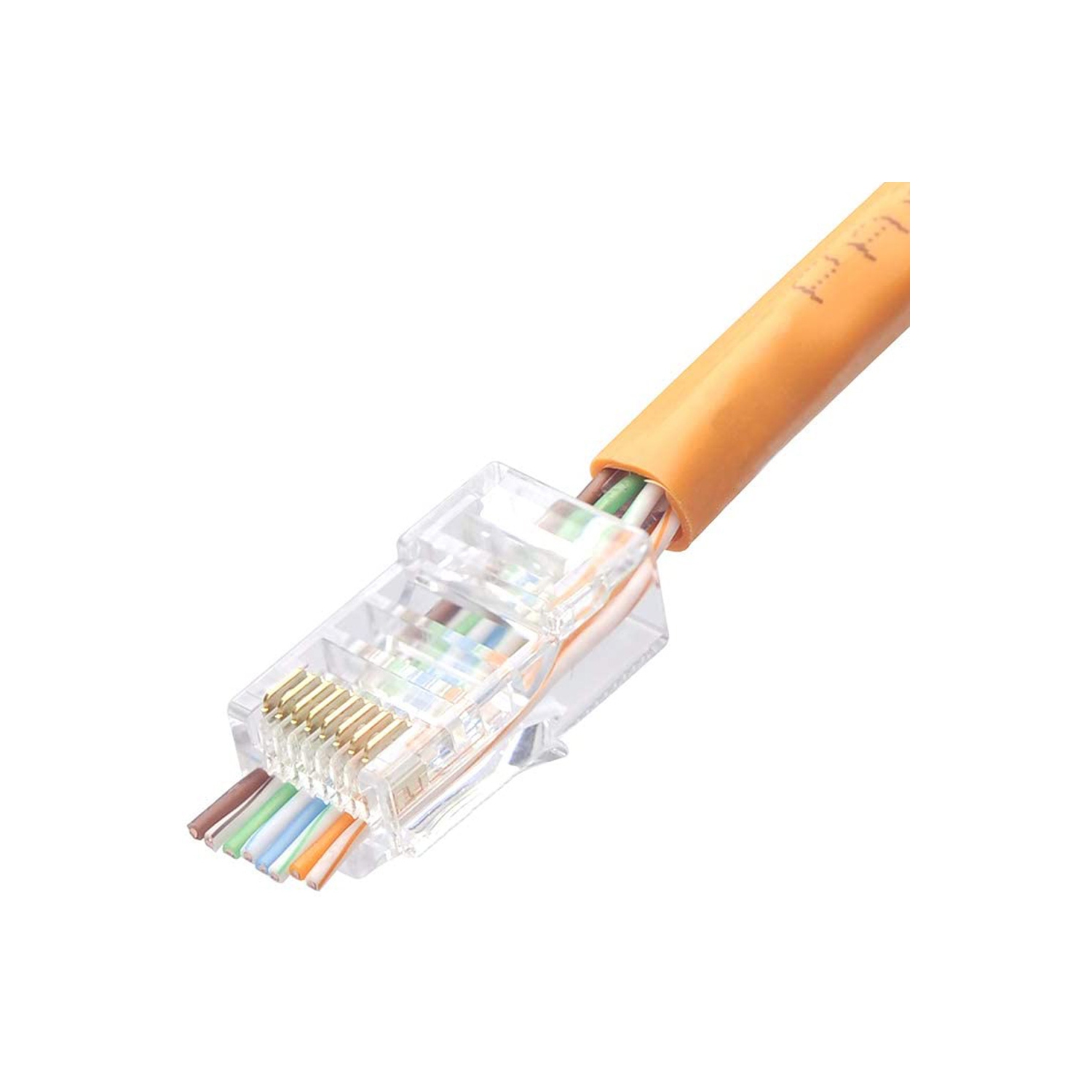 axGear Cat6 Pass Through Connector RJ45 Gold Plated Modular Crystal Head 100pcs