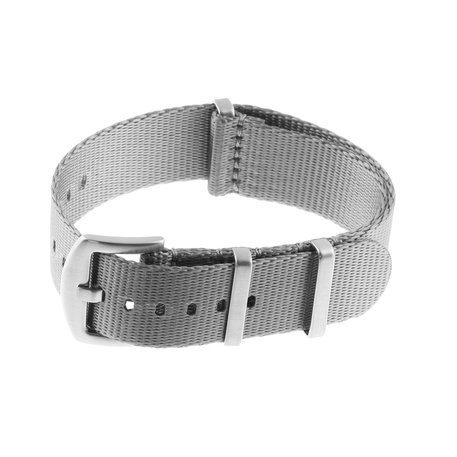 StrapsCo Premium Woven Nylon Seat Belt NATO Watch Band Strap - 24mm - Grey