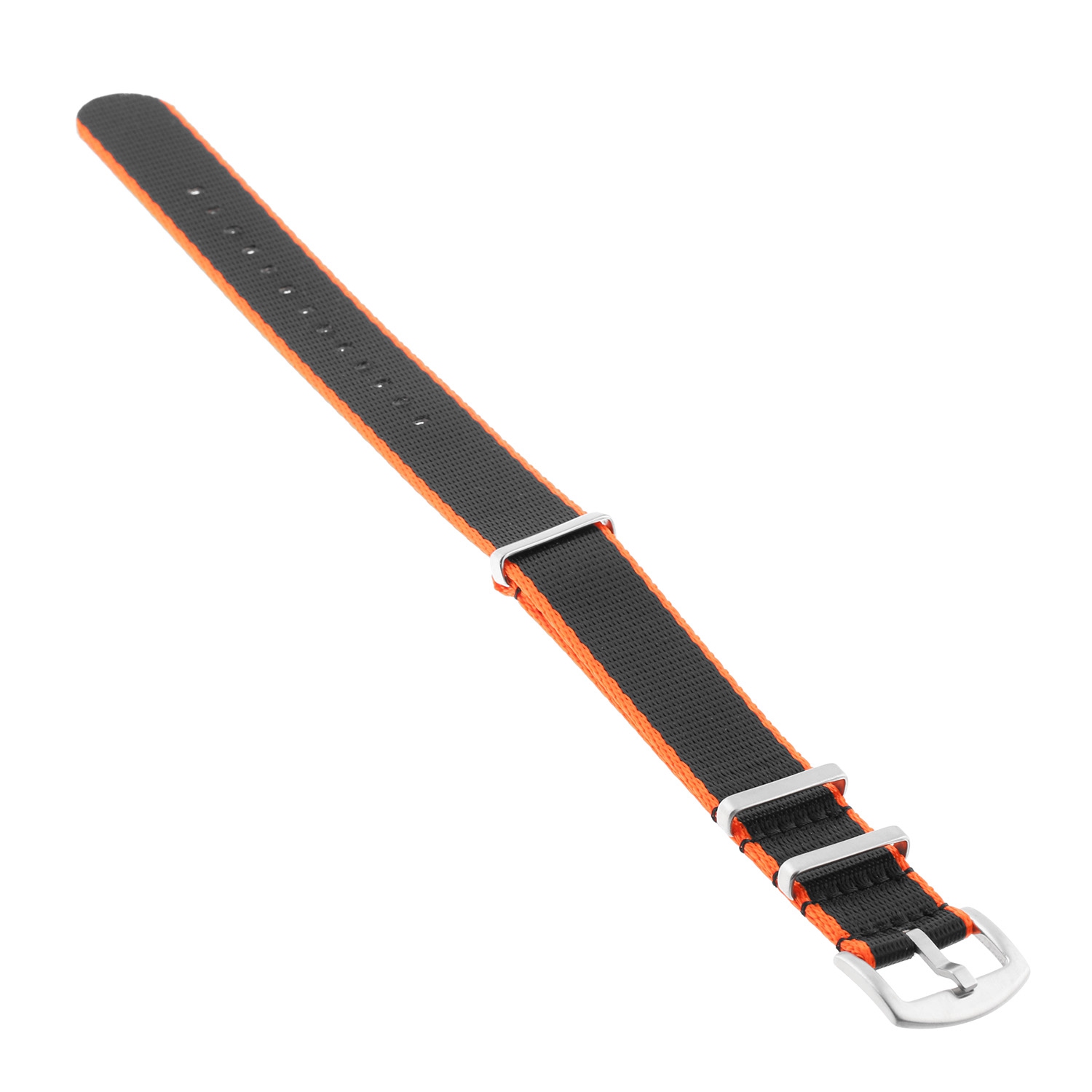 StrapsCo Premium Woven Nylon Seat Belt NATO Watch Band Strap - 22mm - Orange & Black