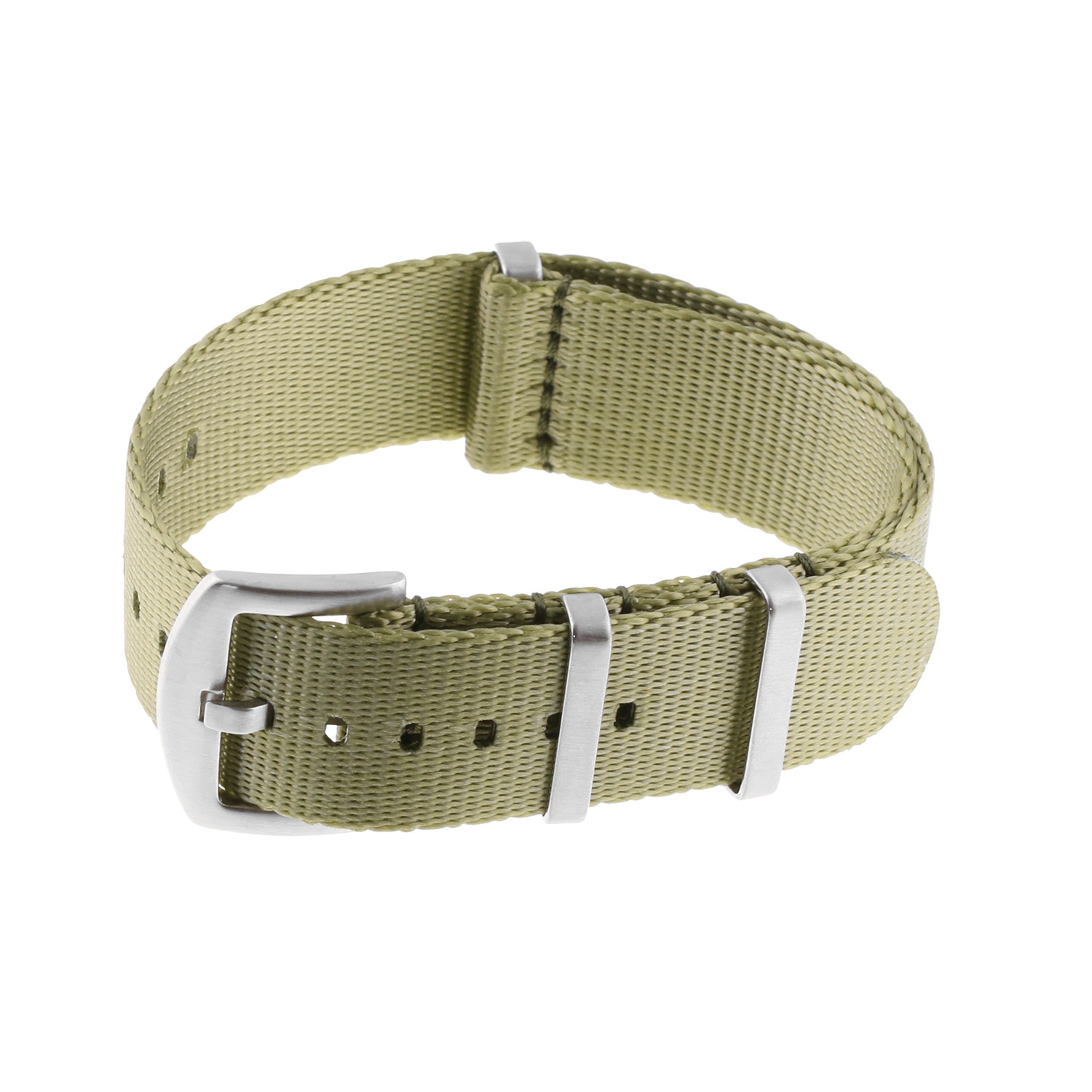 Ceinture de sécurité en nylon tissé haut de gamme de StrapsCo pour montre NATO - 24 mm - Vert olive