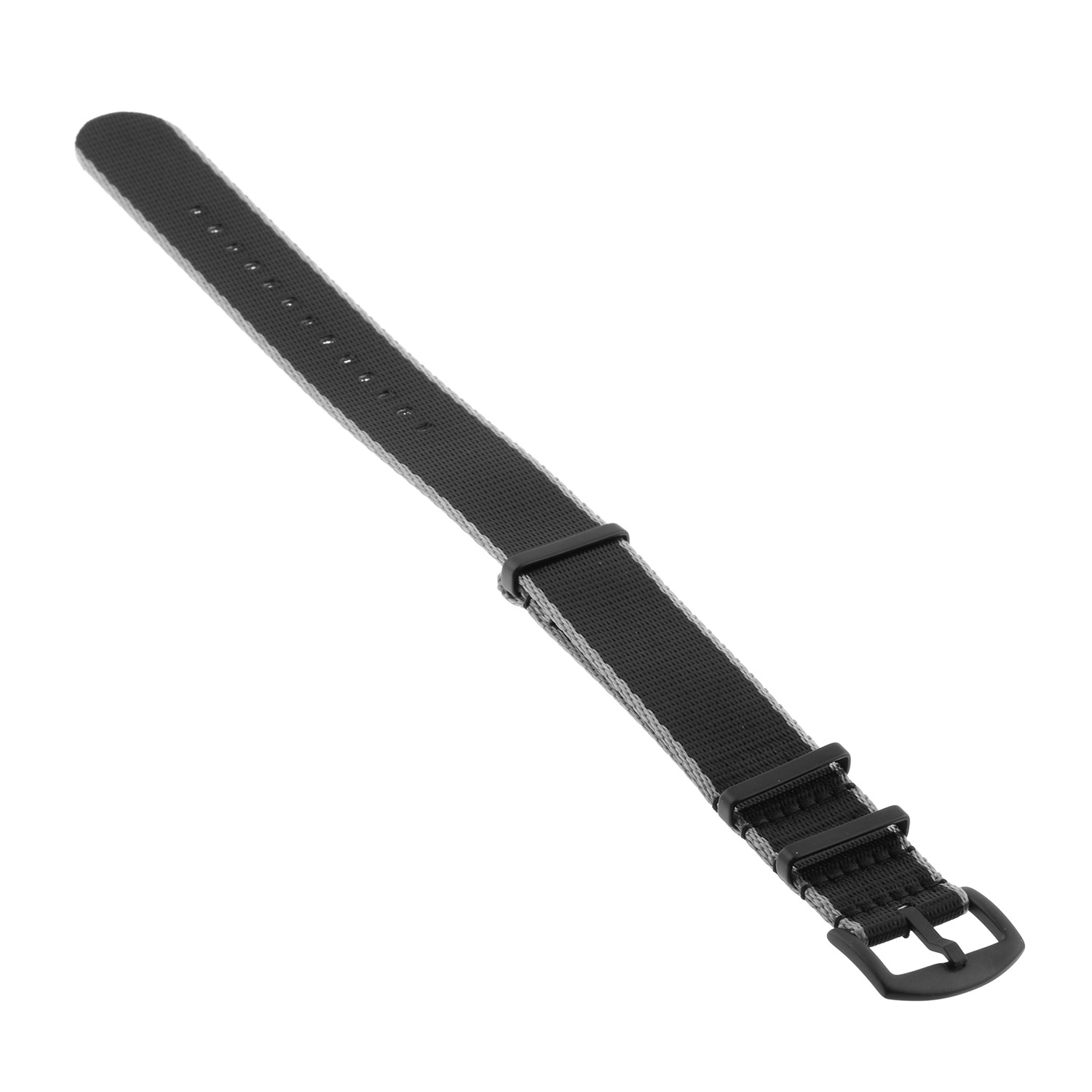 StrapsCo Premium Woven Nylon Seat Belt NATO Watch Band Strap with Black Buckle - 24mm - Grey & Black
