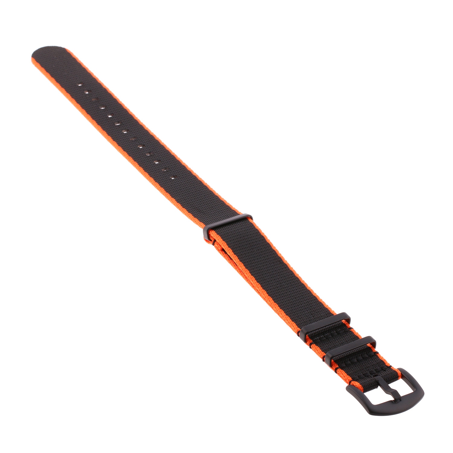 StrapsCo Premium Woven Nylon Seat Belt NATO Watch Band Strap with Black Buckle - 18mm - Orange & Black