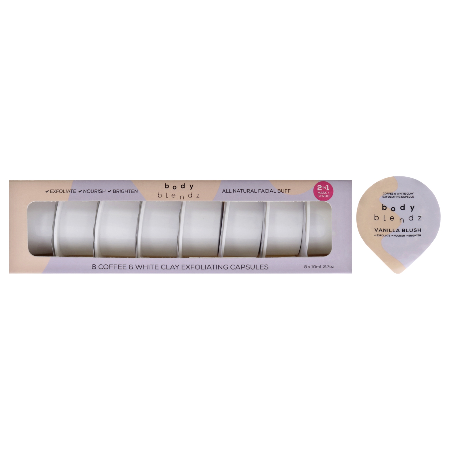 2-In-1 Mask and Scrub Exfoliating Capsules by BodyBlendz for Women - 8 x 2.7oz Exfoliator