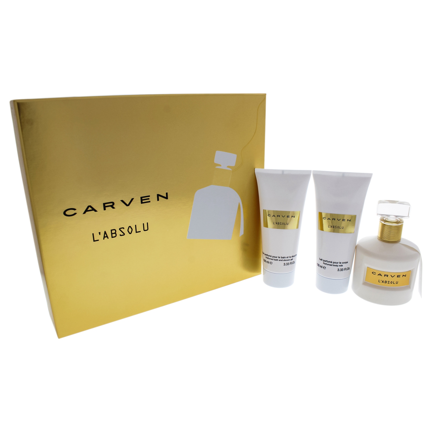 LAbsolu by Carven for Women - 3 Pc Gift Set 3.33oz EDP Spray, 3.33oz Perfumed Body Milk, 3.33oz Perf