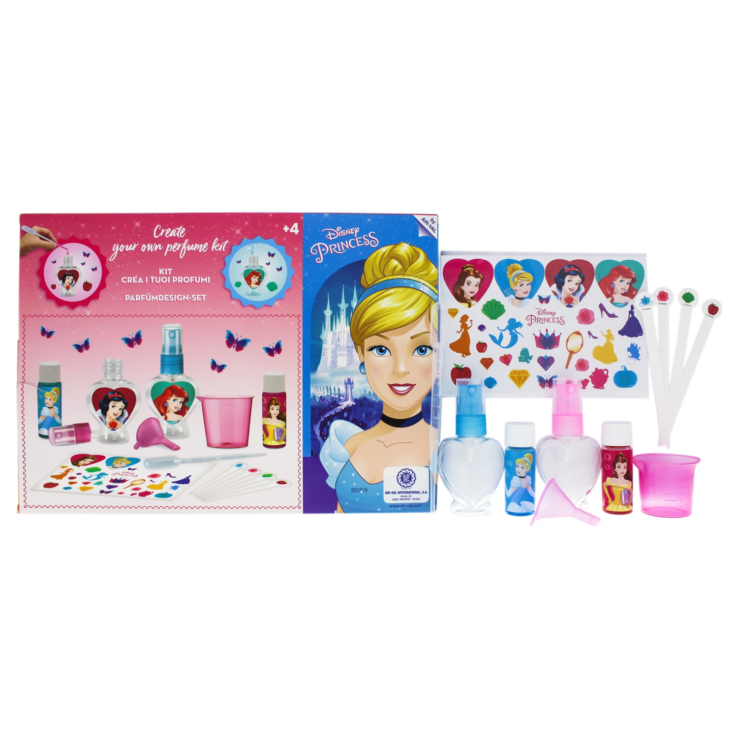 Princess Create Your Perfume by Disney for Kids - 8 Pc Gift Set 2 Perfumes Bottles, 1 Measuring Cup,