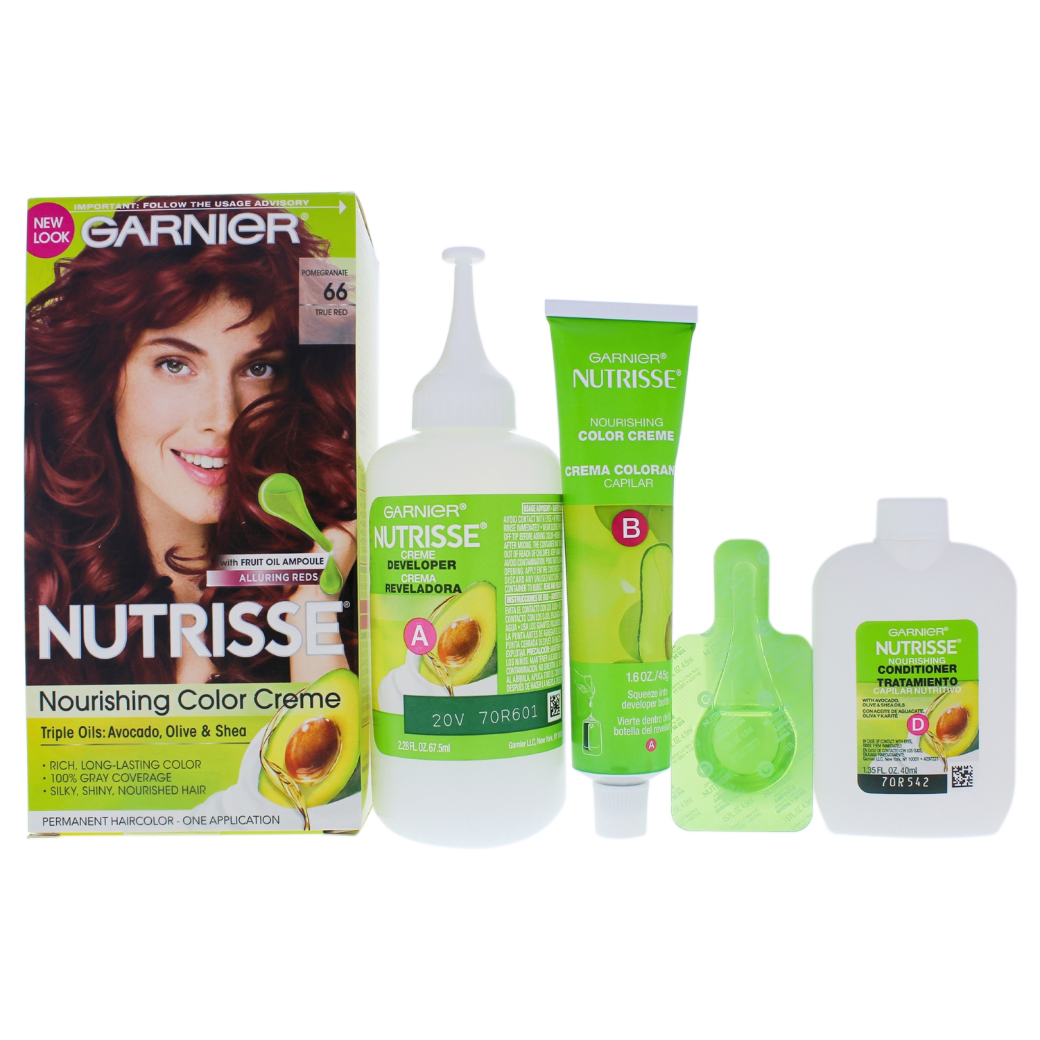 Nutrisse Nourishing Color Creme - 66 True Red by Garnier for Unisex - 1 Application Hair Color