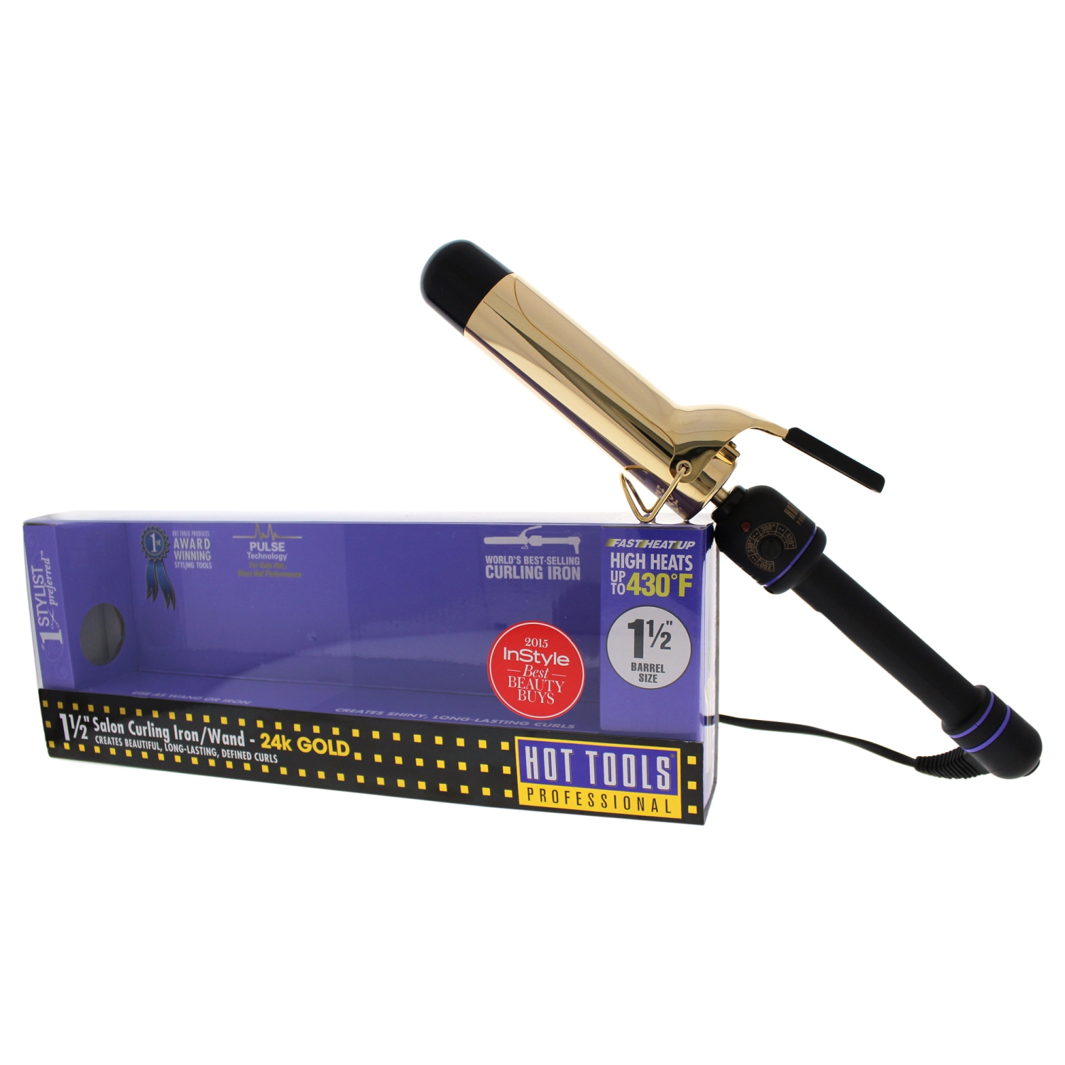 Professional Salon Curling Iron - Model # 1102CN - Gold/Black by Hot Tools for Unisex - 1.5 Inch Curling Iron