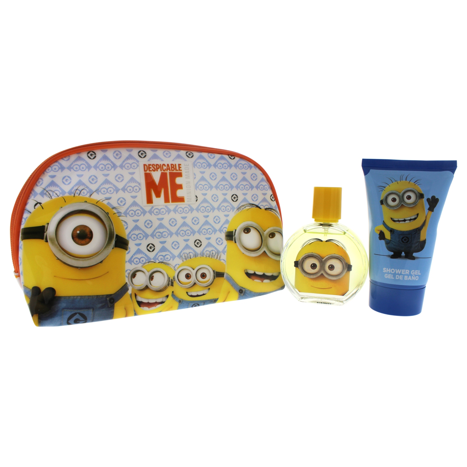 Minions by Minions for Kids - 3 Pc Gift Set 1.7oz EDT Spray, 3.4oz Shower Gel, Toiletry Bag