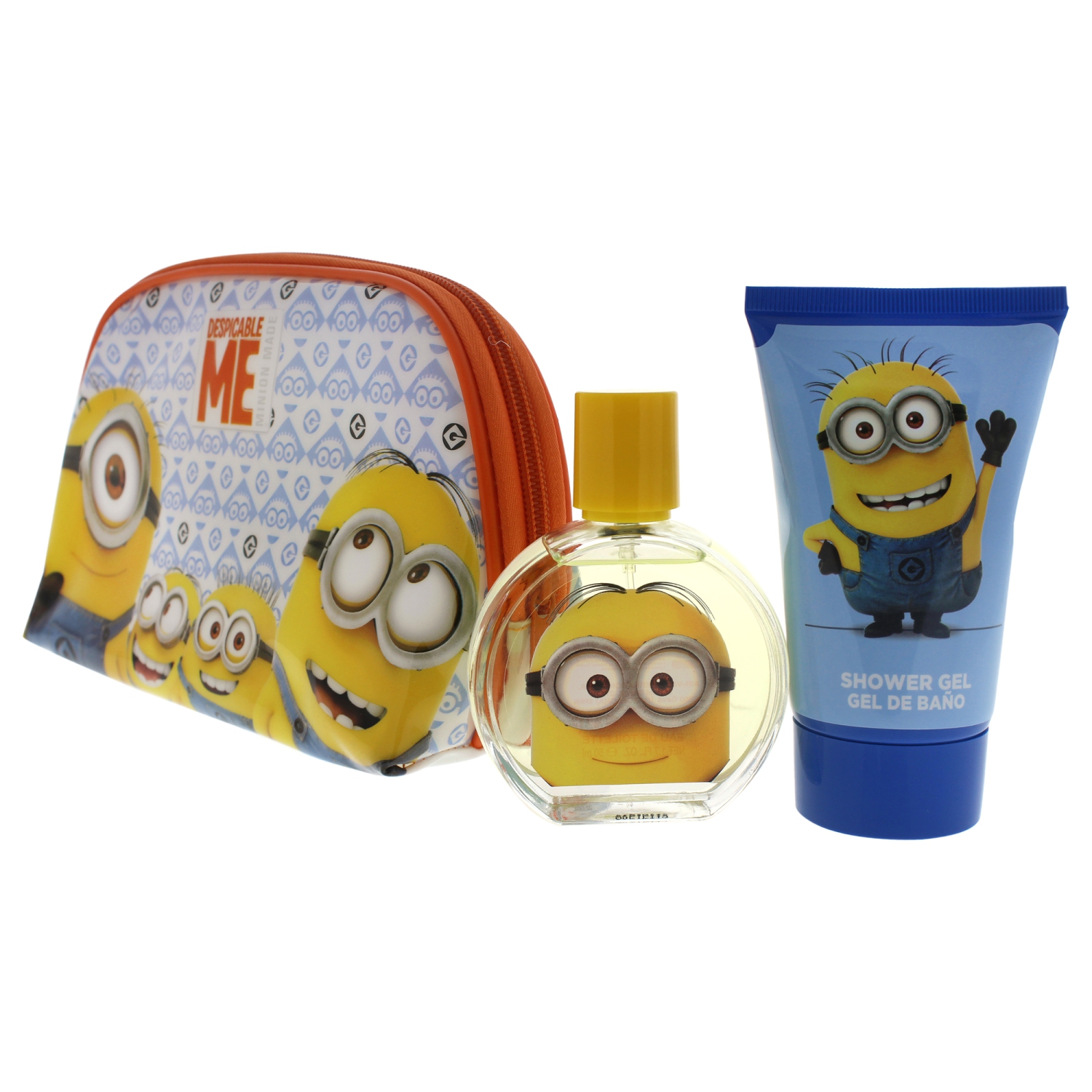 Minions by Minions for Kids - 3 Pc Gift Set 1.7oz EDT Spray, 3.4oz Shower Gel, Toiletry Bag