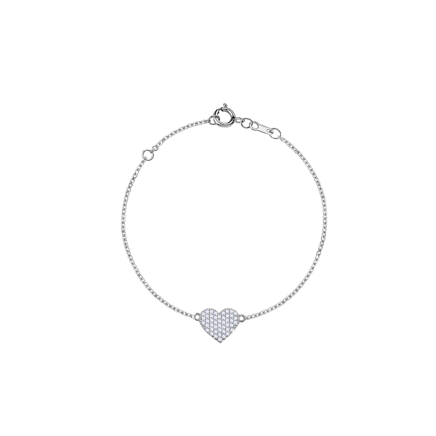 14K Single Pave 0.30Ctw Diamond Heart Bracelet