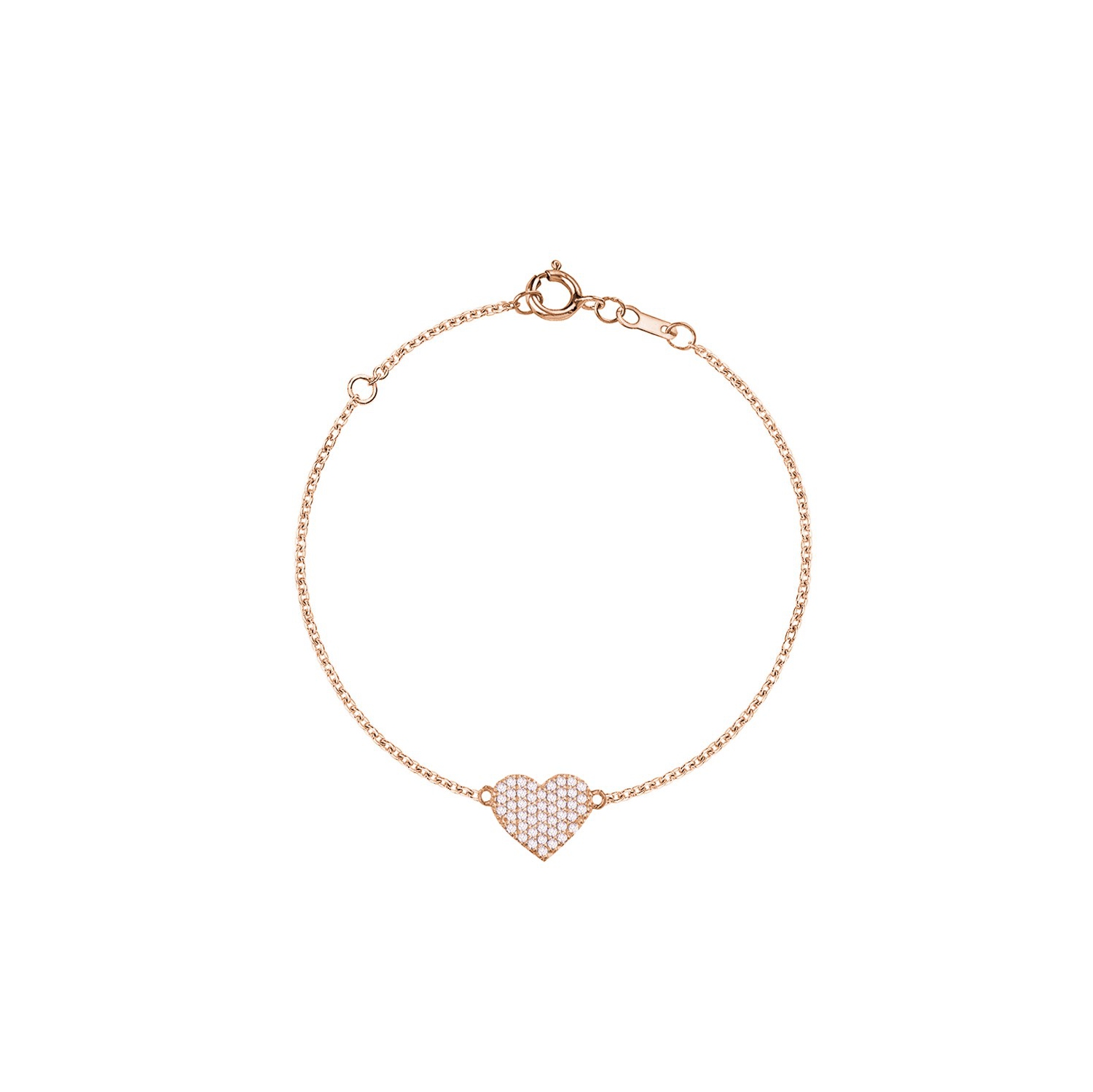 14K Single Pave 0.30Ctw Diamond Heart Bracelet