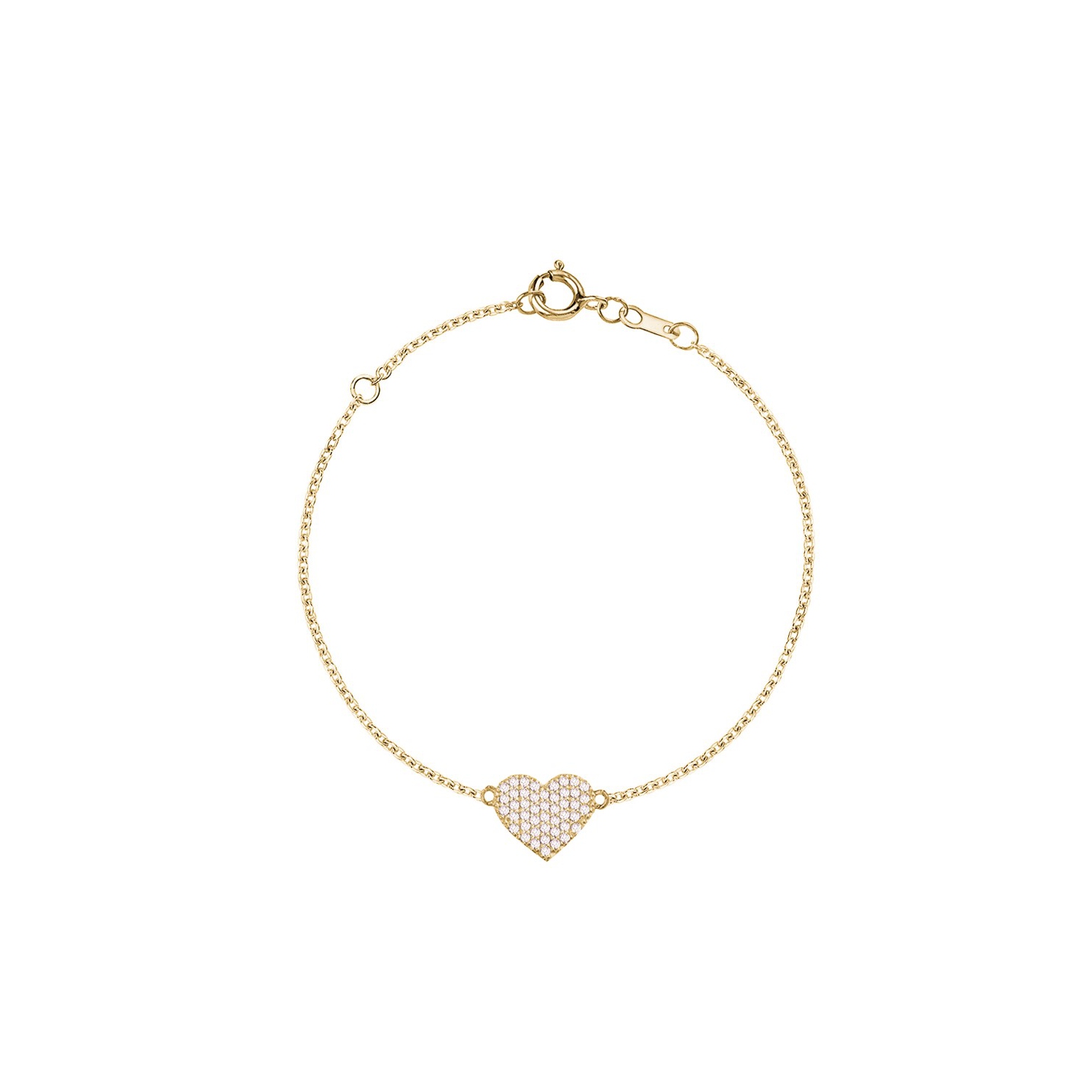 Bracelet à Diamants 0.30 Ctw en pavéCœur unique de 14K