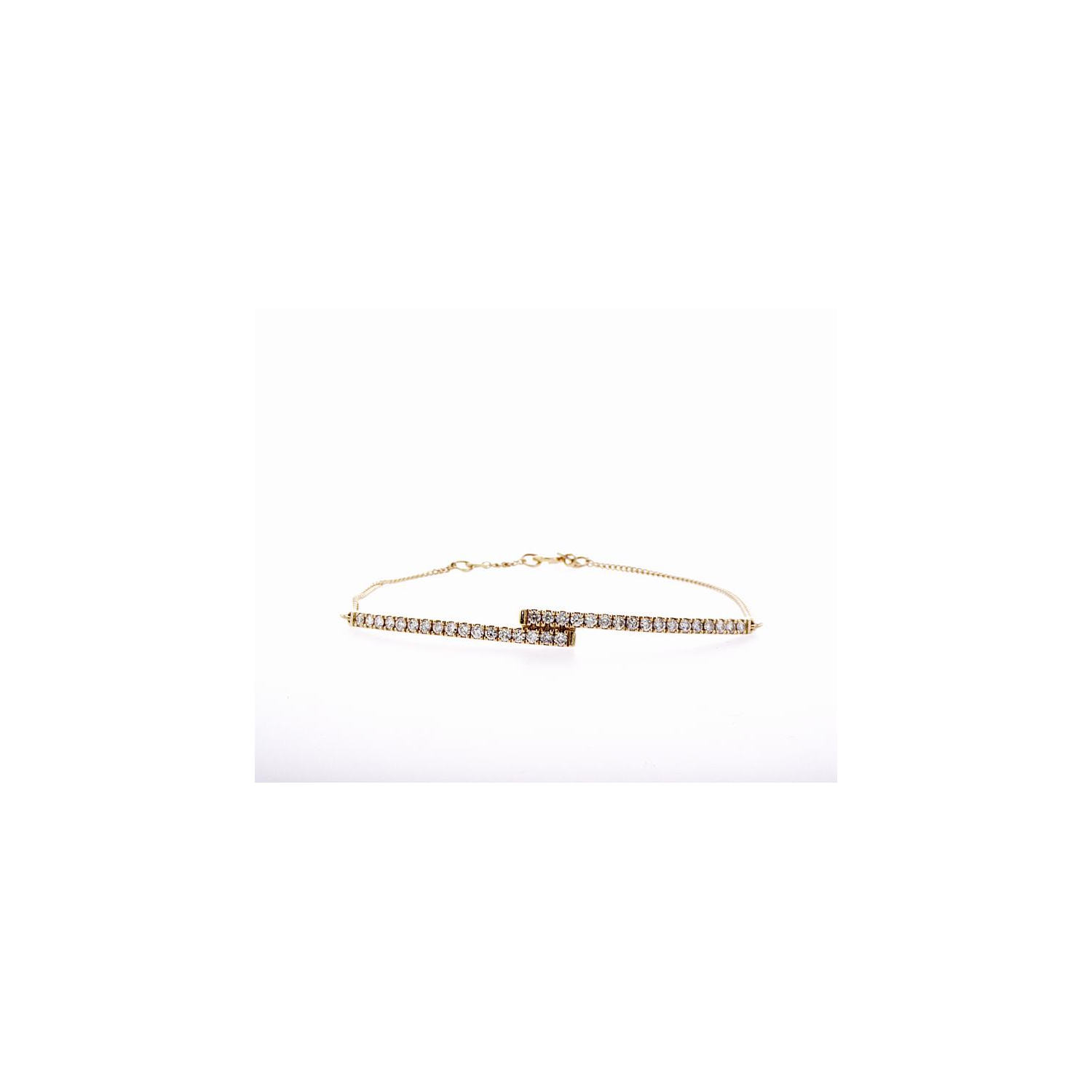 Bracelet 14K à Barres en Diamants Doubles Croisées à 0.42Ctw