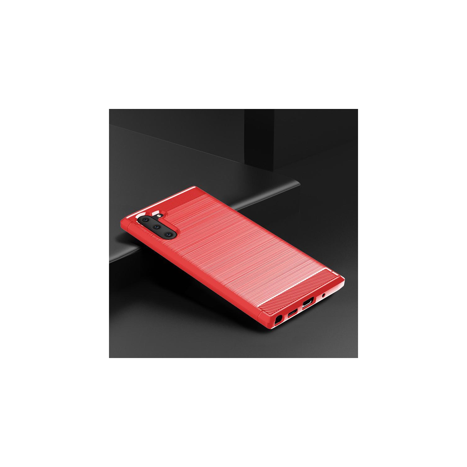 PANDACO Red Brushed Metal Case for Samsung Galaxy Note 10