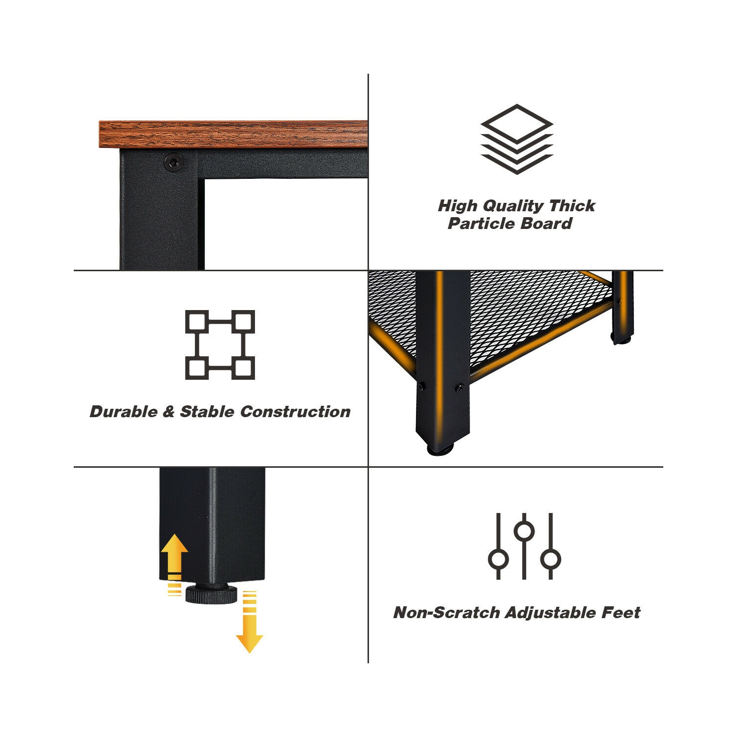 Table de Console,Table d’Entrée,Table d’Appoint Vintage en Bois+Métal avec 2 Couches de Rangement,4 Pieds Réglables Anti-Rayures pour