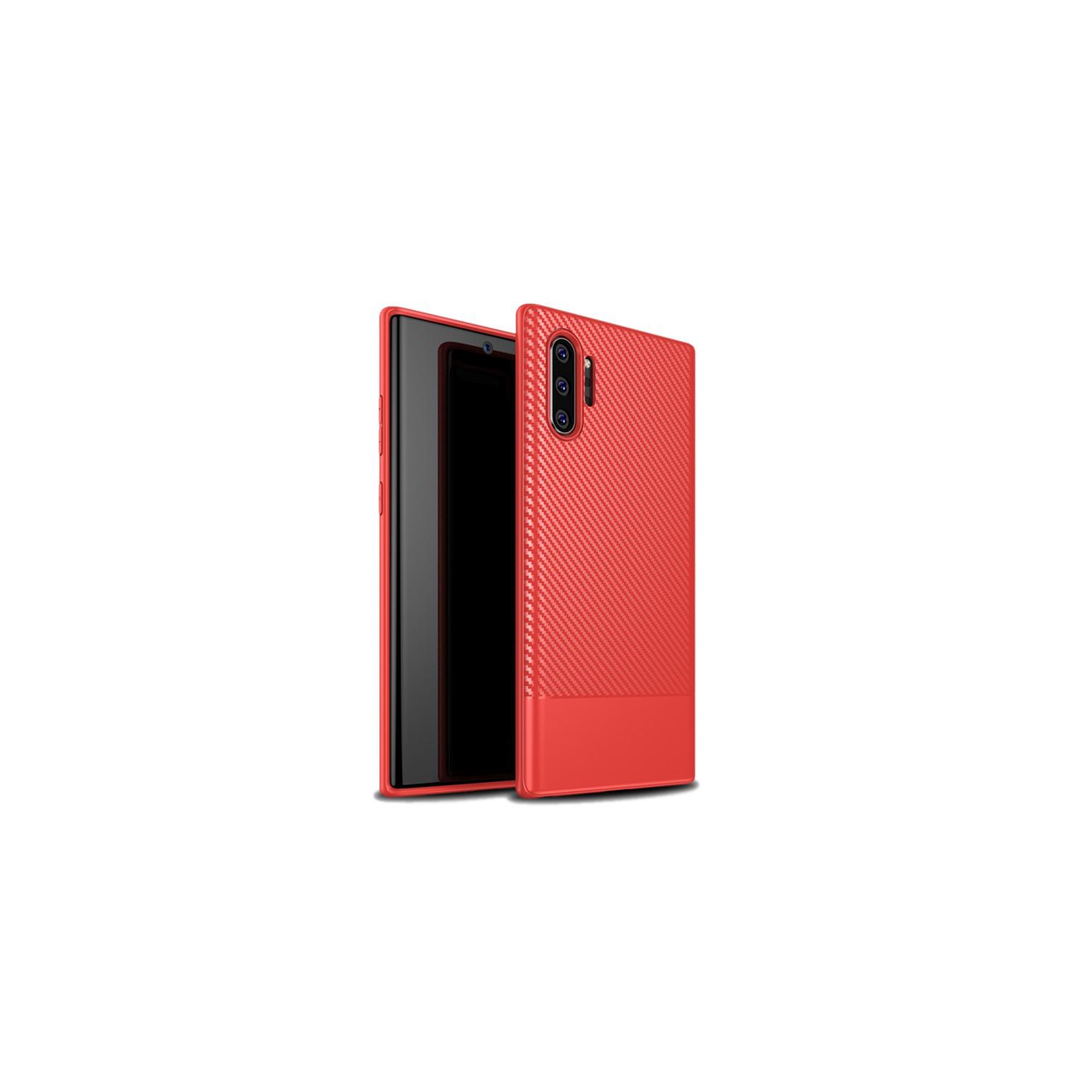 PANDACO Red Carbon Fiber Case for Samsung Galaxy Note 10+
