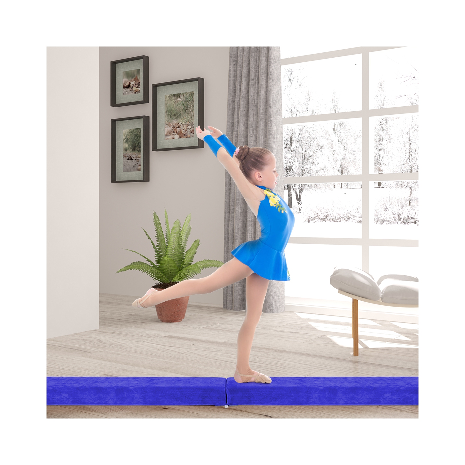 Équipement de gymnastique pliable de 7 pi avec poutre d'équilibre au sol de Costway pour la formation pratique