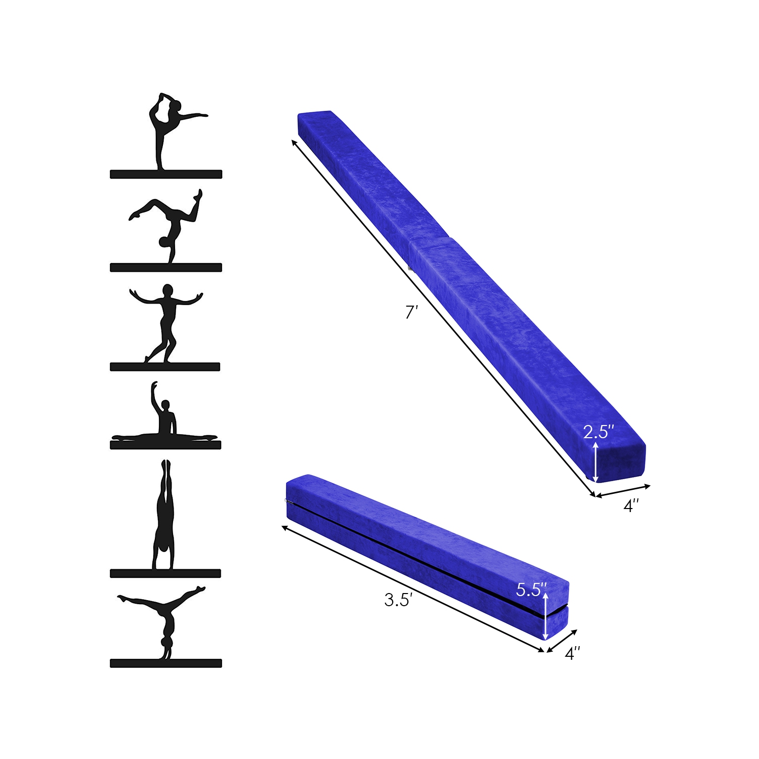 Équipement de gymnastique pliable de 7 pi avec poutre d'équilibre au sol de Costway pour la formation pratique