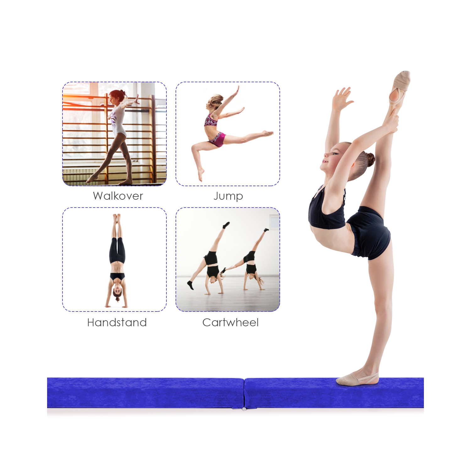 Équipement de gymnastique pliable de 7 pi avec poutre d'équilibre au sol de Costway pour la formation pratique