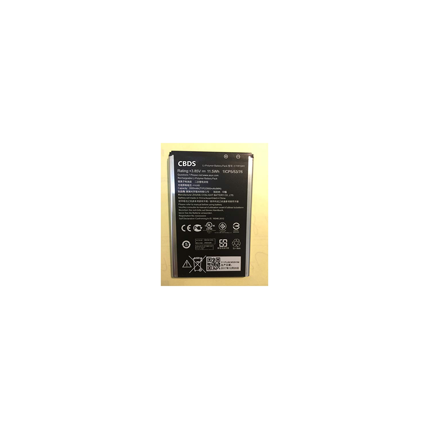 (CBDS) 3000mAh, 11.5 Wh Replacement Battery - Compatible Asus Zenfone 2 Laser ZE551KL C11P1501 in Non-Retail Packaging.