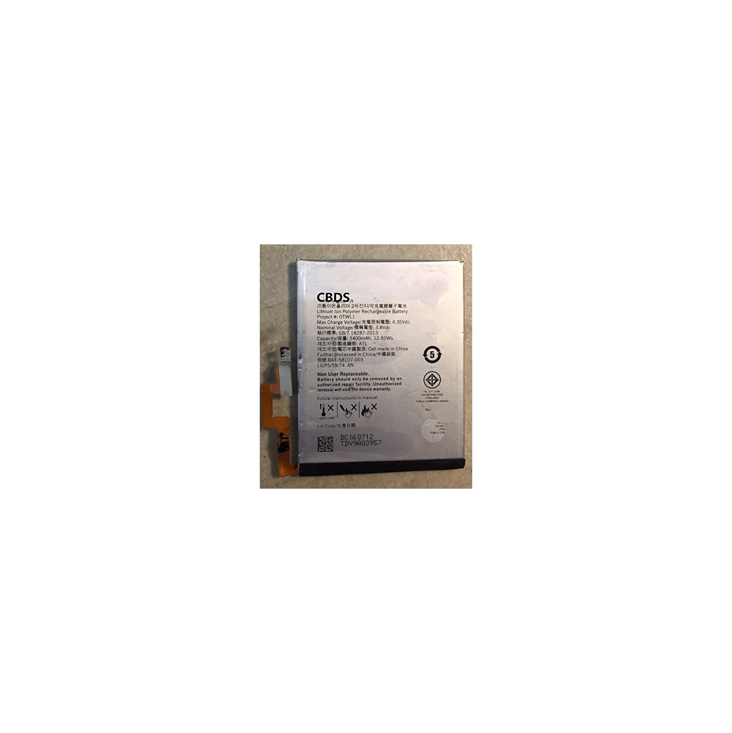 (CBDS) 3400mAh, 12.92 Wh Replacement Battery - Compatible with BlackBerry Passport 4G, Q30, SQW100-1, Windermere BAT-581
