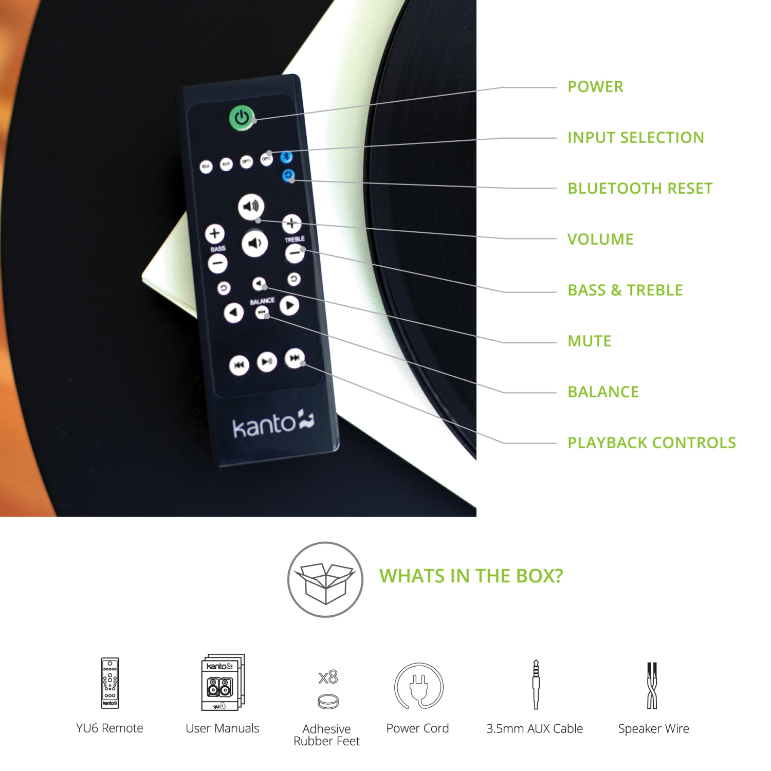 Kanto YU6 Powered Speakers with Bluetooth® and Phono Preamp | Walnut | Pair