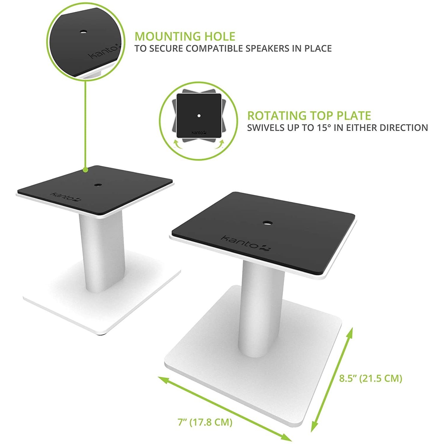 Kanto SP6HDW 6 Inch Universal Desktop Speaker Stand, White