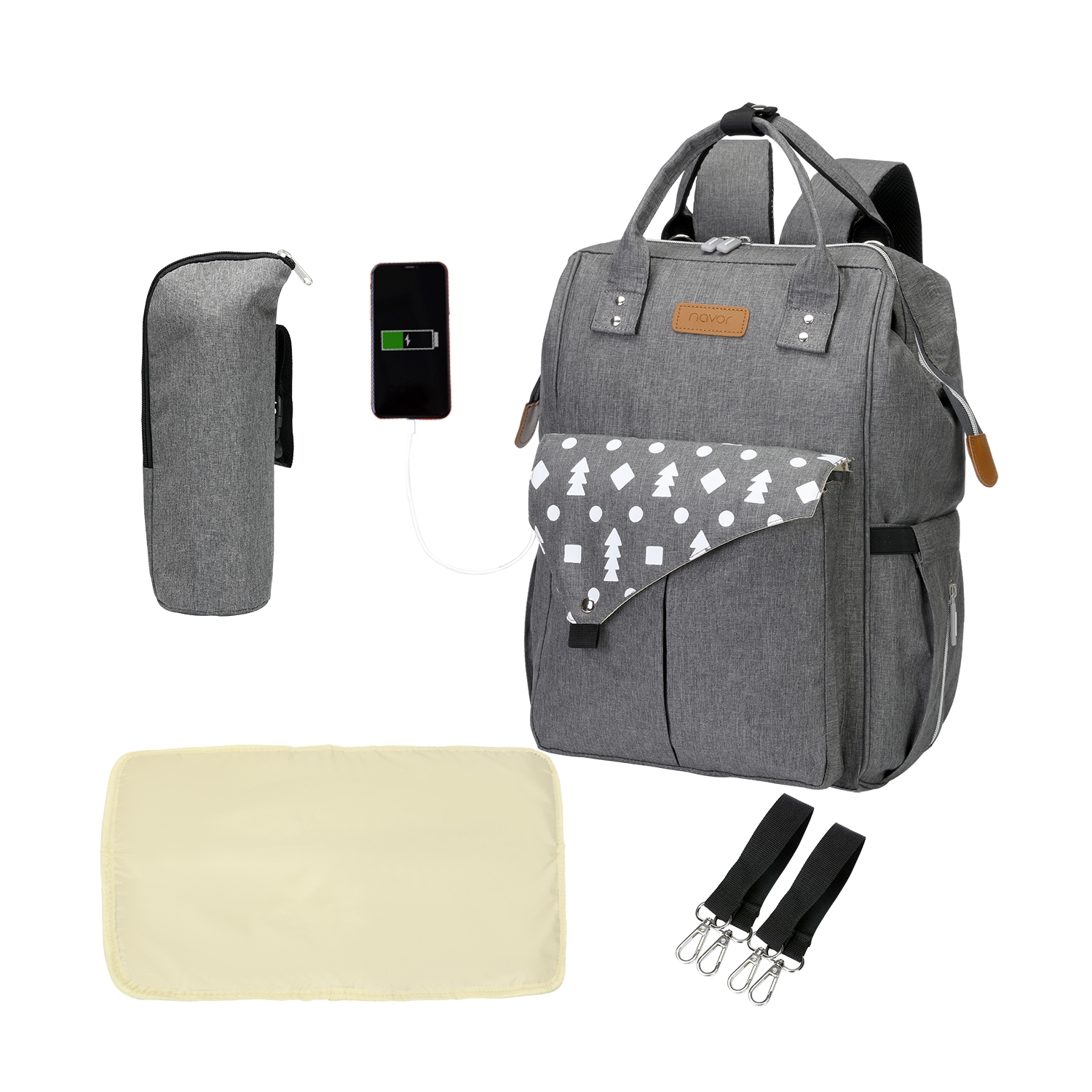 Navor Multi-Function Waterproof Diaper Bag Backpack for Baby Care, Large Capacity, Durable, Stylish with Changing Pad, Stroller Straps, Perfect for