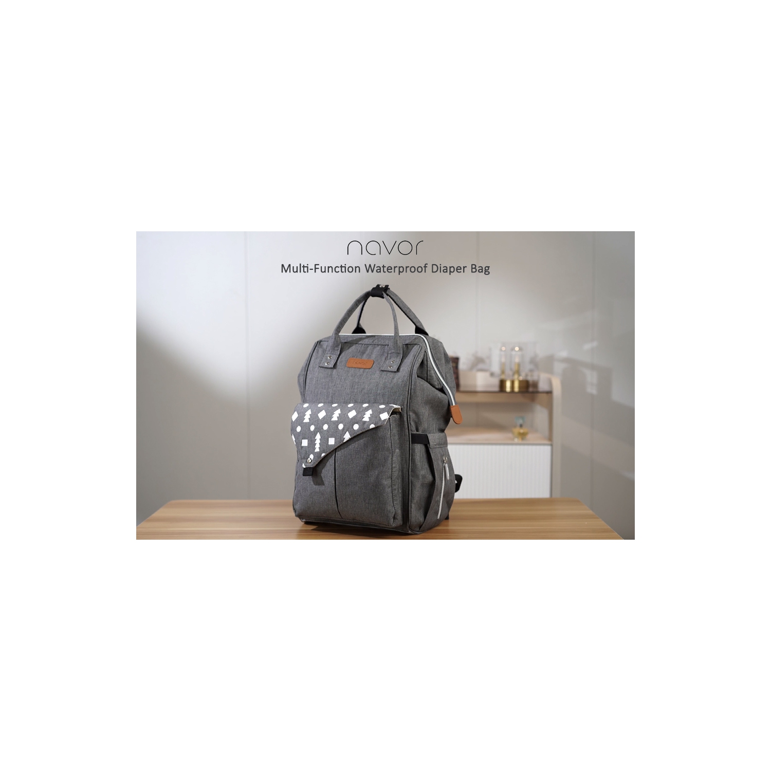 Navor Multi-Function Waterproof Diaper Bag Backpack for Baby Care, Large Capacity, Durable, Stylish with Changing Pad, Stroller Straps, Perfect for